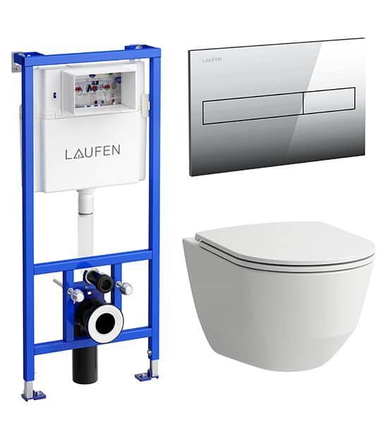 Унитаз с инсталляцией Laufen Pack Pro Rimless с сиденьем, клавишей, 869966000000R