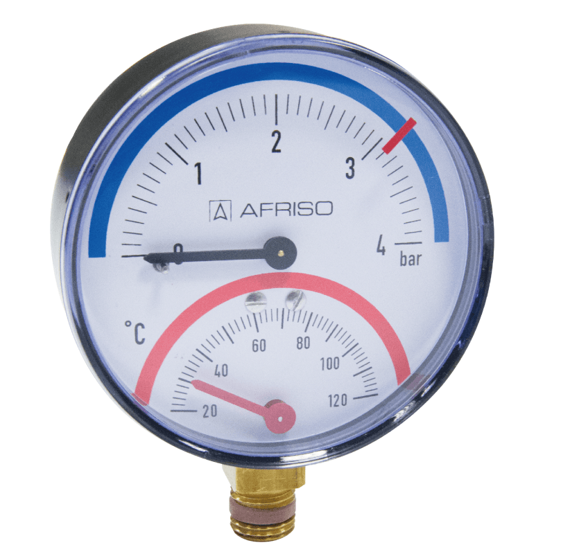 Термоманометр Afriso TM80, 1/2", AX/ 0-6 бар, 20-120C, аксиальный