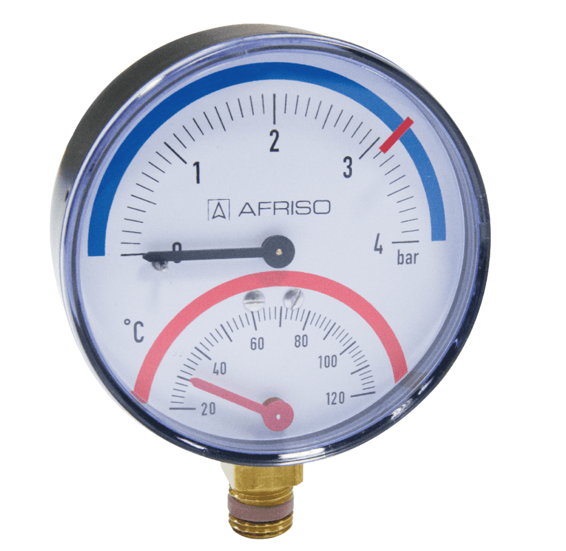 Термоманометр Afriso TM80, 1/2", AX / 0-4 бар, 20-120C, аксиальный